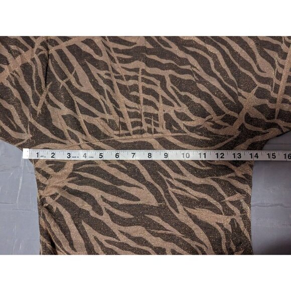 Gold Sparkle Animal Print Women's Size Medium Rush Side Balloon Sleeve Blouse - Picture 7 of 10